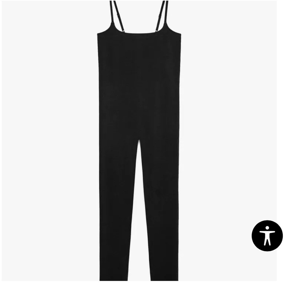 Zara Black Seamless One Piece Bodysuit for Layering